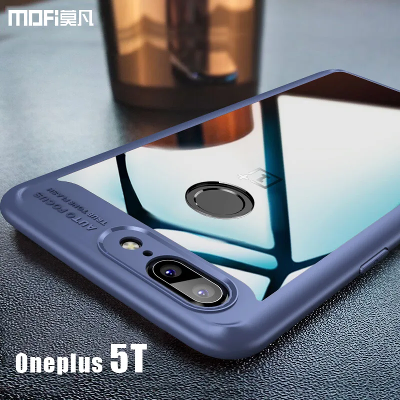 Чехол для Oneplus 5T MOFI 5 t мягкая силиконовая рамка + Жесткий ПК Прозрачный чехол One plus T