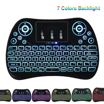 

7 Colors Backlight Mini Wireless Keyboard 2.4Ghz Fly Air Mouse Universal Remote Control for Android TV Box Mini PC Smart TV X96