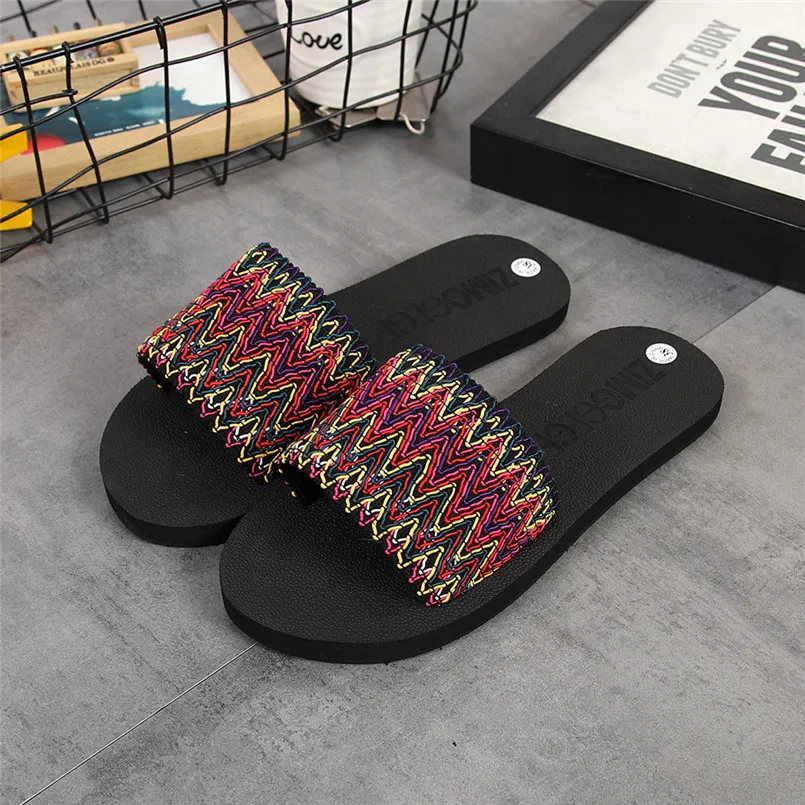 2018 New Brand Women National Style Summer Sandals Slipper Lady Indoor Outdoor Flip-flop Beach Shoe scarpe donna buty damskie T