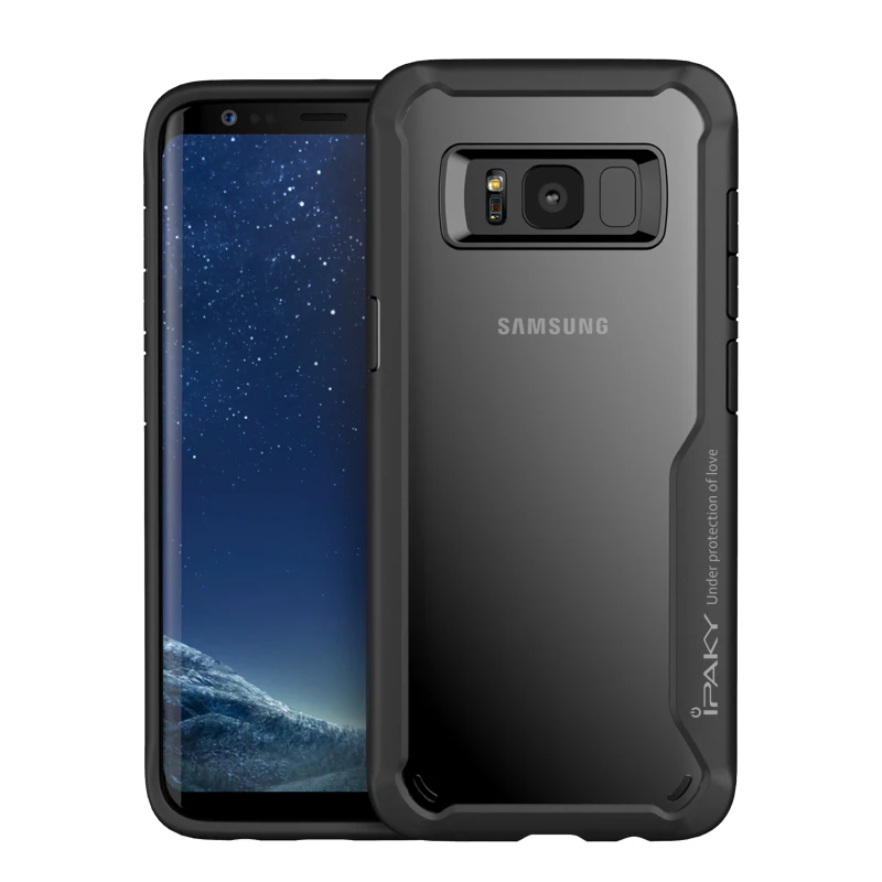 IPAKY чехол для телефона для samsung Galaxy S8 S9 Plus ударопрочный защитный мягкий силиконовый чехол-накладка для samsung S8 S9 - Цвет: Black