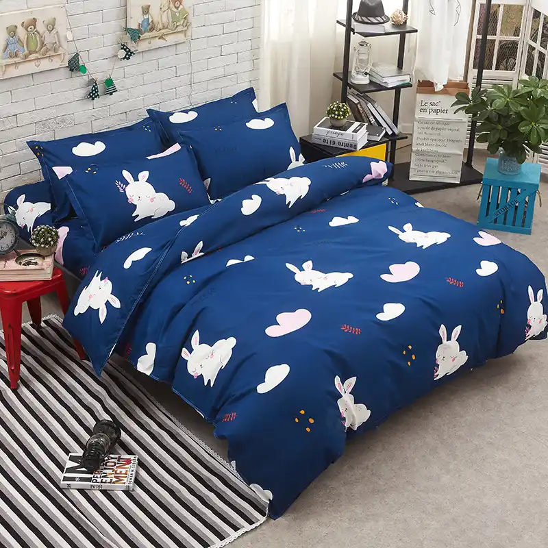 Blue Rabbit Comforter Duvet Cover Bedding Set Kids Bed Linen