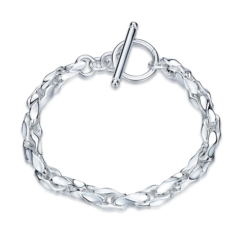 Simple Snake Chain Toggle clasps Bracelets for Women Elegant Silver Bracelets Fashion Jewelry