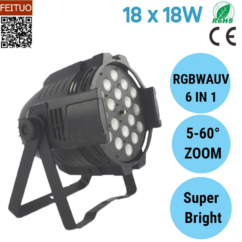 6 шт./лот светодио дный Этап освещения 18X18 Вт Лира Wash Zoom Par Light RGBWA УФ 6IN1 DMX512 светодио дный зум Par свет для диско-шоу Свадебные