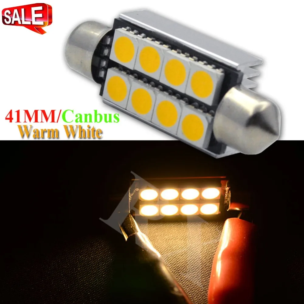 

2pcs Festoon led bulbs c5w c10w 41mm Car Reading Dome Lights 8SMD 5050 led CANBUS License Plate Light white warm White dc12v