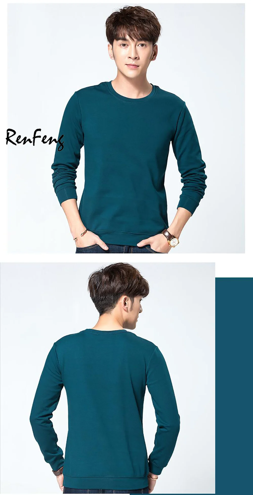Thick T-Shirt Men 2018 Spring Autumn Winter New 100% Cotton T Shirt Men Solid Color Fleece Tshirt O Collar Long Sleeve Top Tees (8)