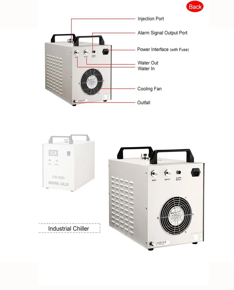220 В/110 В S & CW3000AG/CW3000DG промышленные охладитель воды для CO2 лазерной гравировки, резки для охлаждения 60 Вт 80 Вт лазерной трубки
