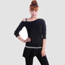 Черная/фиолетовая одежда для бальных танцев для девочек, женская одежда для взрослых сальсы/румбы, одежда для сценического танца, женский халат, топ для латинского Танго и штаны на продажу