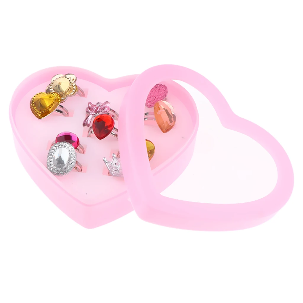 10 Pieces Plastic Kids Rings, Assorted Glitter Rings, Kids Dress Up Costumes Beauty Fashion Rings, Pretend Play Toys
