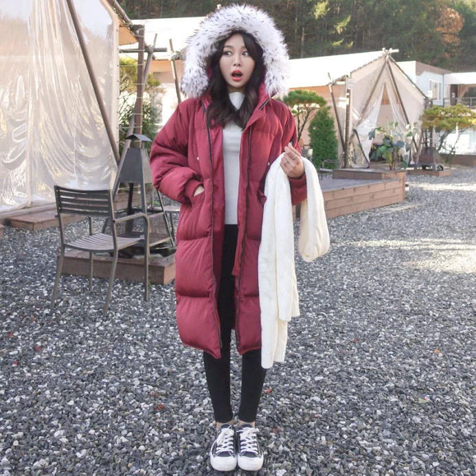

Free Shipping 11284 # 2016 Large oversized fur collar with long coat