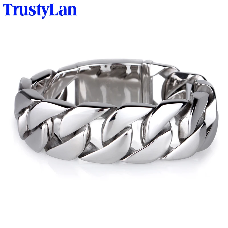 Мужские блестящие браслеты TrustyLan 316L из нержавеющей стали 2018 20 мм Широкие с