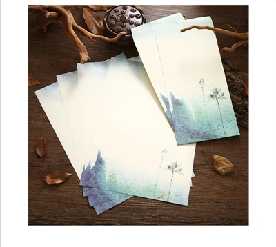 Coloffice 1 комплект (4 письма и 2 конверта) Бумага элегантный в китайском стиле креативные поздравительные открытки письмо папаер хранения Kawaii
