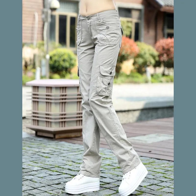  Plus Size Pantalon Femme 2019 Women Workout Cotton Military Combat Cargo Pants Overalls Ladies Stra