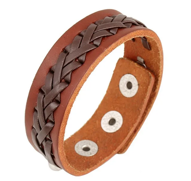 Cowhide Bracelet Men Women Plain Leather Bracelets Bangles Brown Cowhide Bracelet Men Women Plain Leather Bracelets Bangles Brown Cool Simple Band Handmade Jewelry Snap Cuff