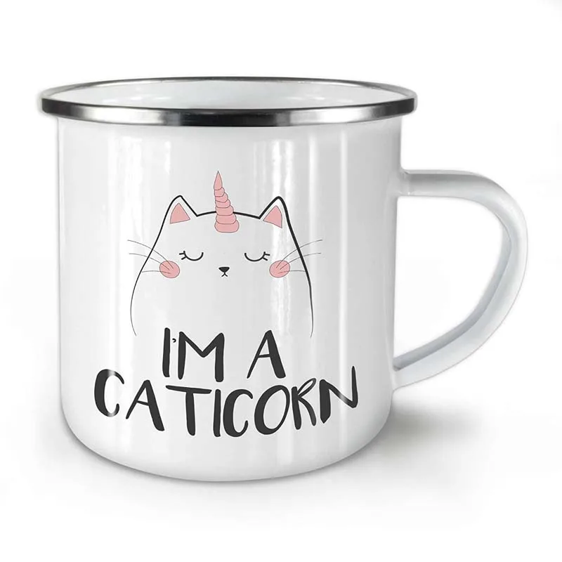 

Stainless Steel Camping Coffee Mug Cat Unicorn Enamel Enamel Birthday Christmas Outdoors Metal Enamel Campfire Cu
