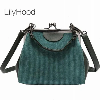 

LilyHood Striped Corduroy Women Messenger Bags Retro Shell Handbag Small Shoulder Bag High Quality Tote Small Clutch Handbags