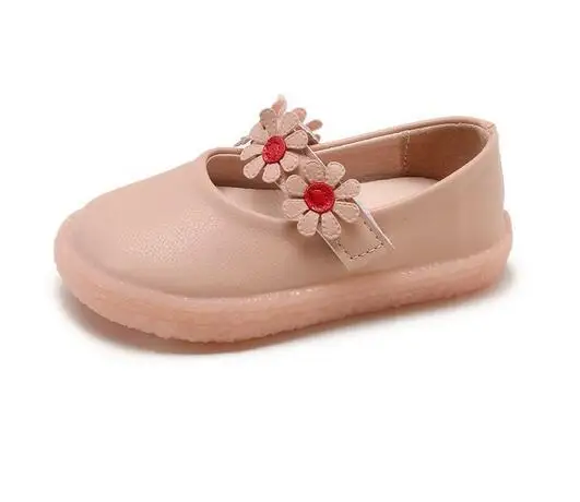 Для девочек туфли принцессы 2018 Новинка осени цветы Повседневная обувь на плоской подошве детская мягкая подошва обувь розовый детский