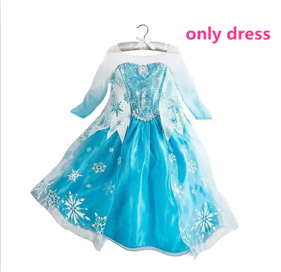 Платье Дисней из мультфильма «Холодное сердце»; костюм принцессы для девочек; костюм Снежной Королевы; детская одежда для костюмированной вечеринки; fantasia infantis Elsa vestido; платья - Цвет: 1