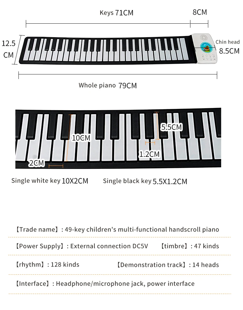 teclas, brinquedo macio handscroll, piano, instrumentos musicais