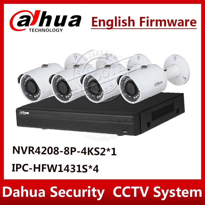 

EXPRESS Shipping Dahua Security Camera System 4MP IPC-HFW1431S Mini Bullet & 8CH 8POE NVR4208-8P-4KS2 Surveillance P2P Systems