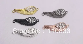 

.Free ShippingWholesales:20pcs 39mmx16mm Angel wings with High quality Rhinestone for Bracelets-Mixed Sale