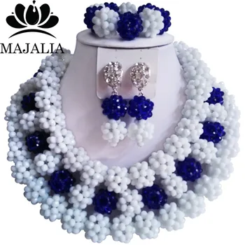 

Fashion african jewelry set white Crystal nigerian wedding african beads jewelry set crystal Free shipping Majalia-288