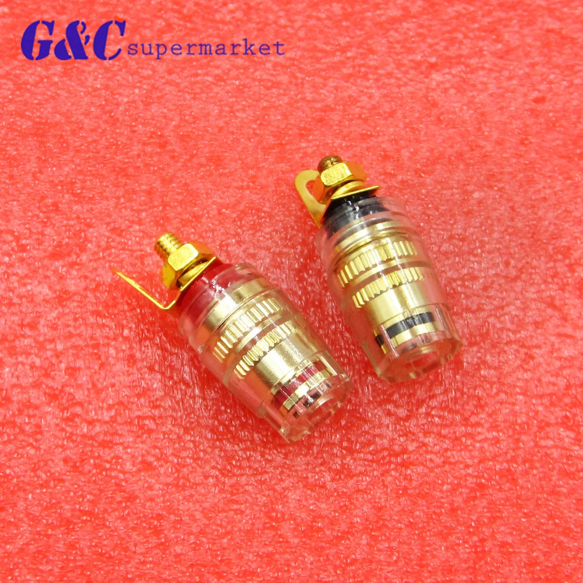 

2Pcs Amplifier Speaker Terminal Binding Post Connector 32mm Crystal Terminals Connector For 4mm Banana Plug Jack Red + Black
