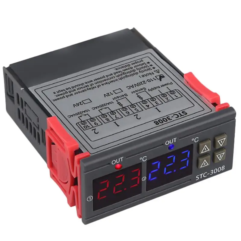 

Stc-3008 110-220V Dual Digital Thermostat Temperature Controller For Incubator Thermostat Hygrometer Dehumidifier Humidistat