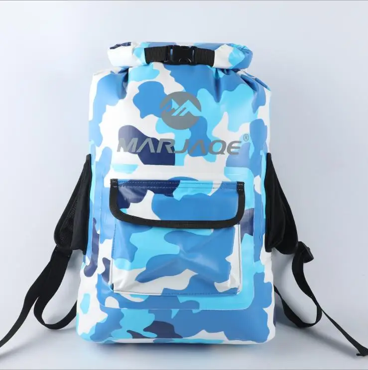 7 цветов 22л Большая вместительная водонепроницаемая сумка для спорта на открытом воздухе Рюкзак для плавания Портативная Складная Походная сухая сумка для мужчин и женщин новое поступление - Цвет: Blue camouflage