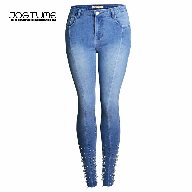 Pearl Jeans for Women 2018 Spring Autumn Cute Elastic