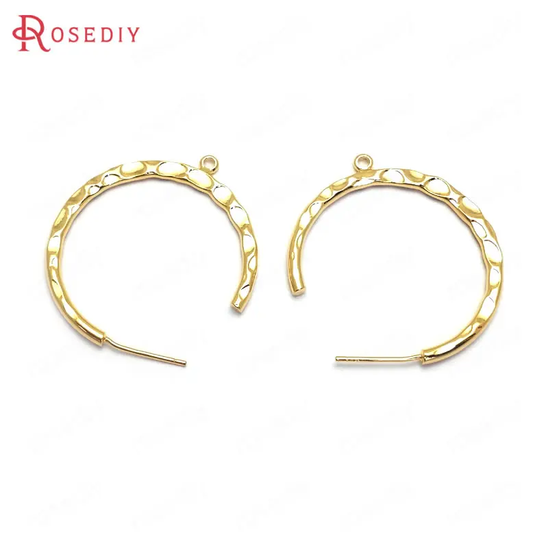 

(36062)4PCS 30x33MM Hanging Hole 1.5MM 24K Gold Color Brass Earrings Loop Stud Earrings High Quality Diy Jewelry Accessories
