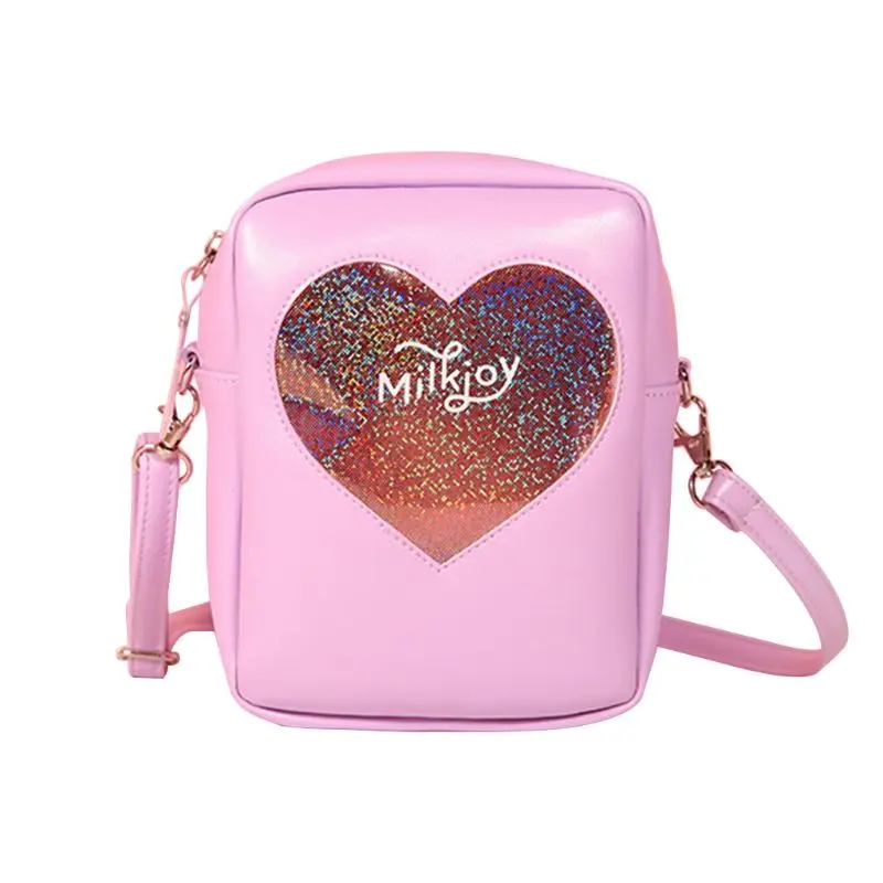 Голограмма для девочек в форме сердца сумки через плечо голографическая Летняя Пляжная сумка Детская дамская сумочка - Цвет: Фиолетовый