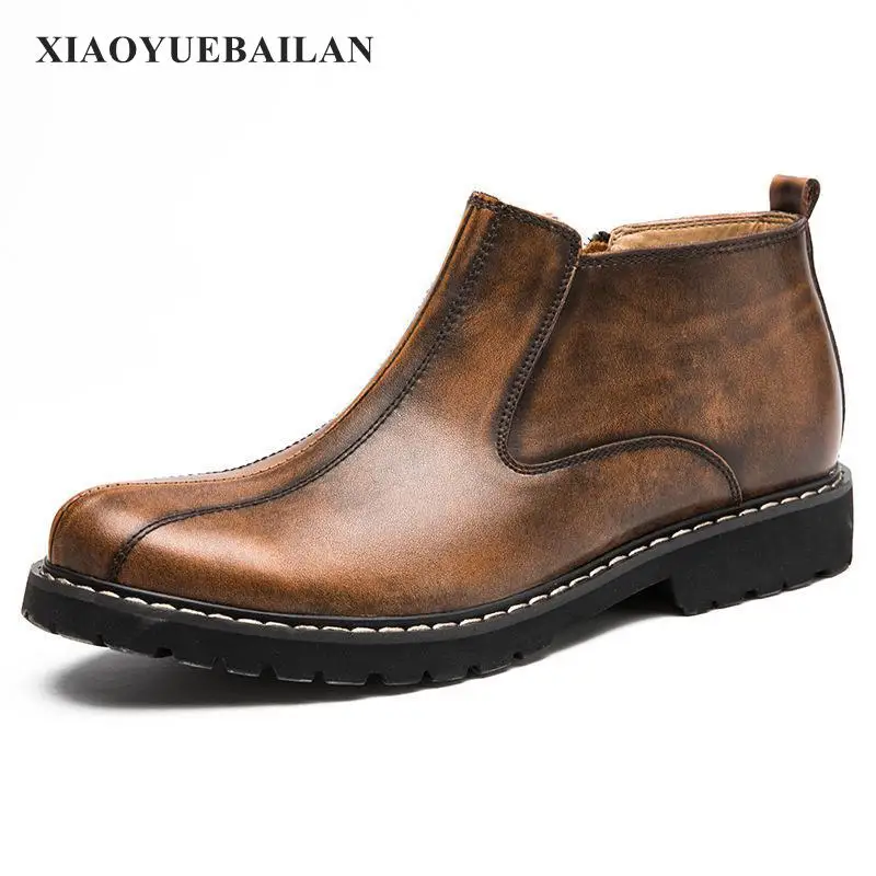 Couro Juventude 2017 Botas Rodada Moda Inverno Sapatos Da Martin Homens Novas Preto Dos De amarelo Retro BXqpB