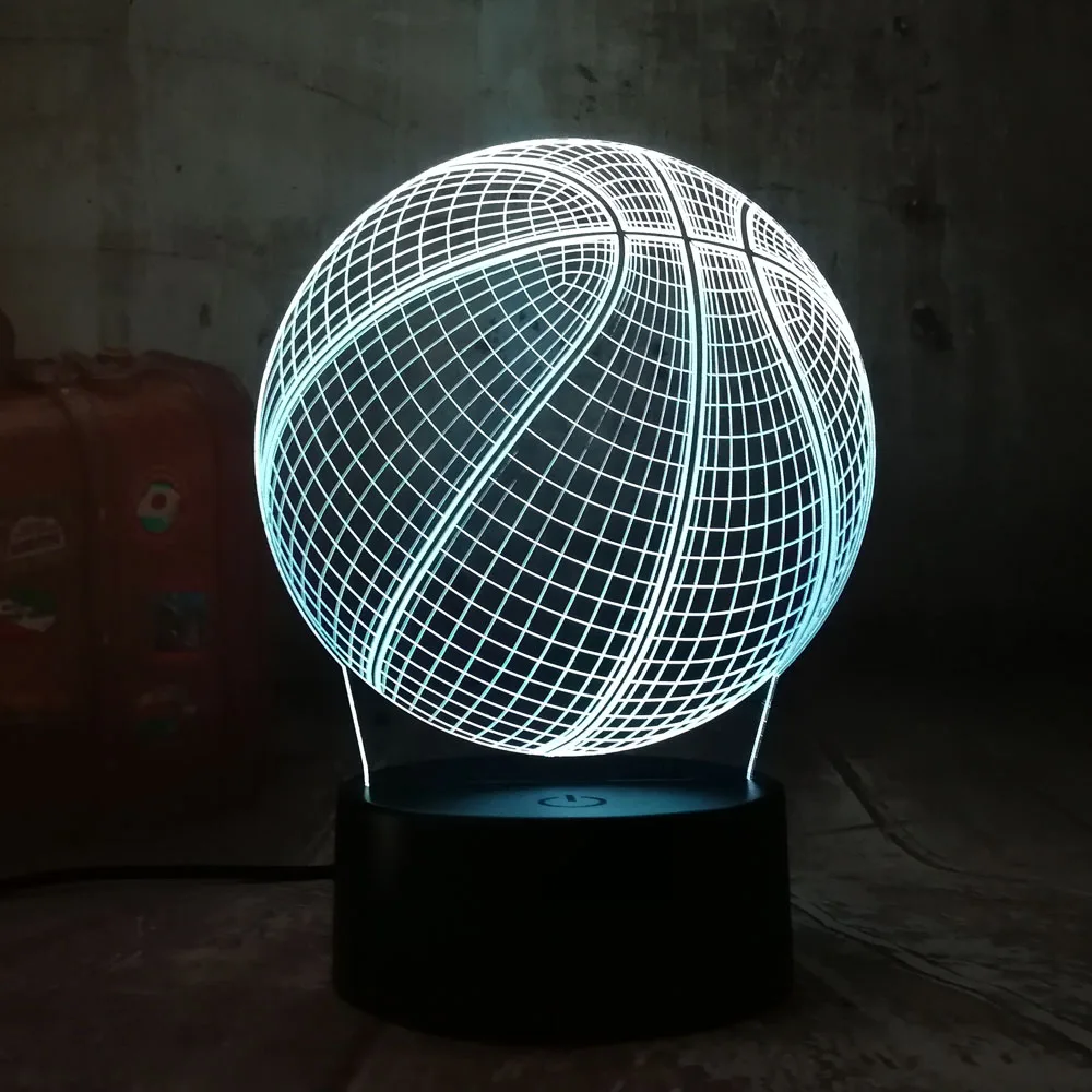 Крутая 3D баскетбольная спортивная домашняя Декорация LED illusion Touch Usb 7 цветов