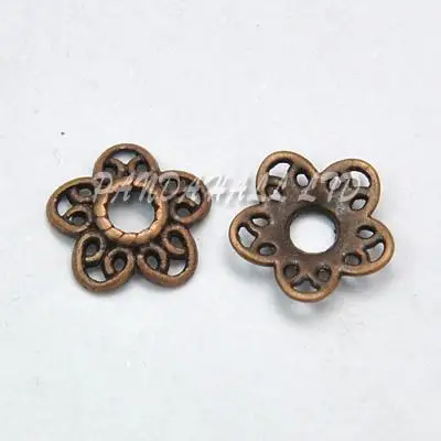 Tibetan Style Bead Caps Lead Free &amp Nickel Cadmium Flower Red Copper color Size: about 12mm long 11.5mm wide | Украшения и