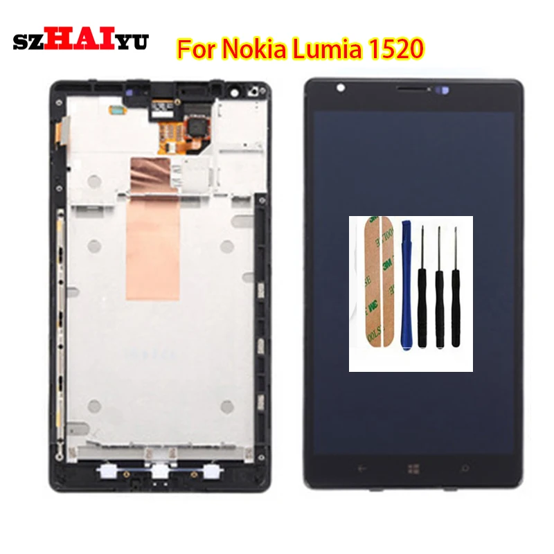

szHAIyu New LCD For Nokia Lumia 1520 LCD Screen with Touch Screen Display Digitizer Assembly With Frame