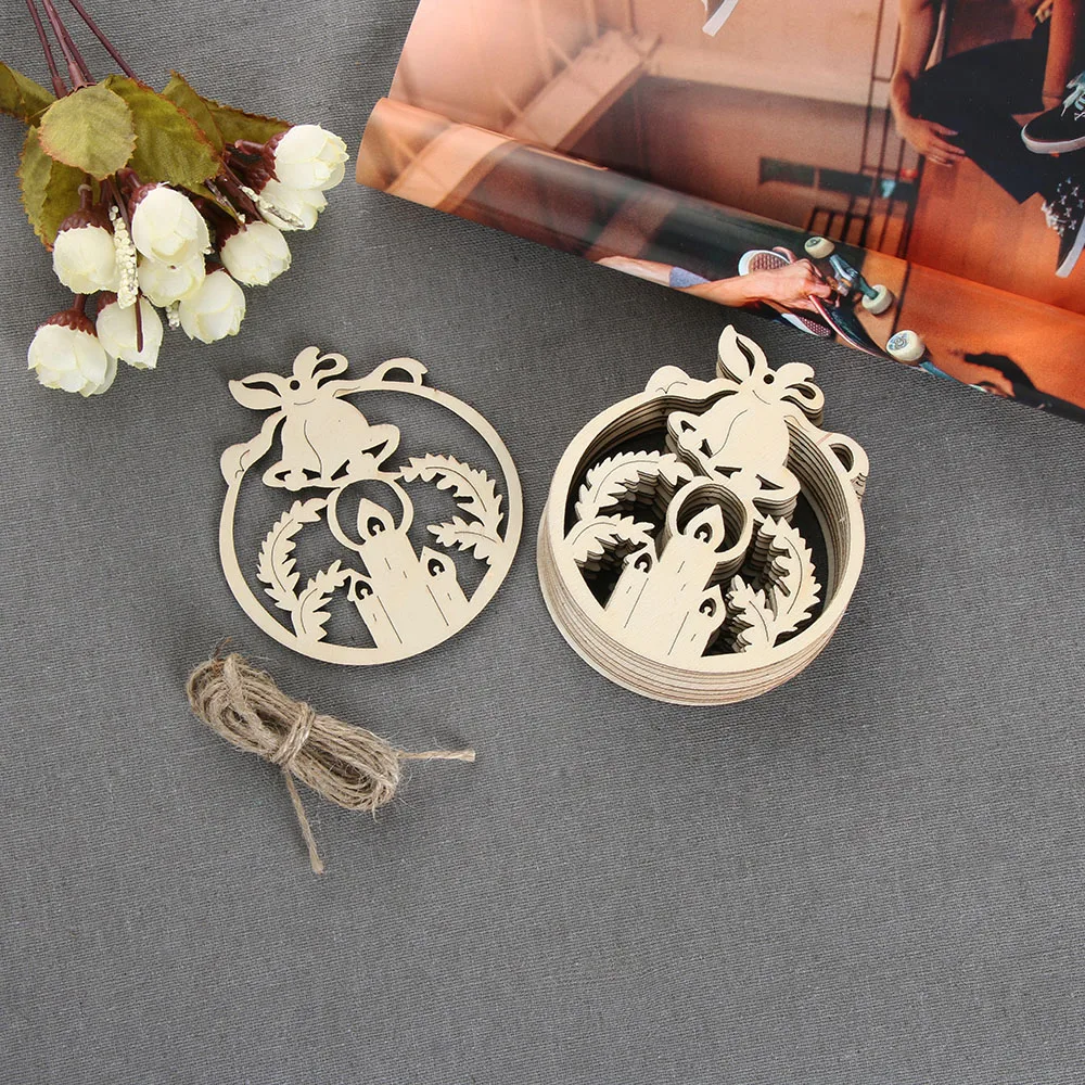 

10pcs DIY Natural Wooden Pendants Xmas Scrapbooking Christmas Tree Hanging Christmas Tree Ornament Home Decoration