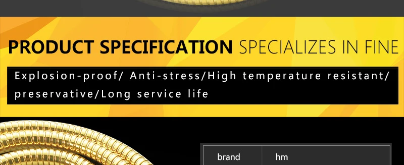 hm Shower Hose Brass Nut Double Lock Bathroom Replacement Anti-Explosion Stainless Steel 1.5M Gold Anti-Twist Plumbing Hose (14)