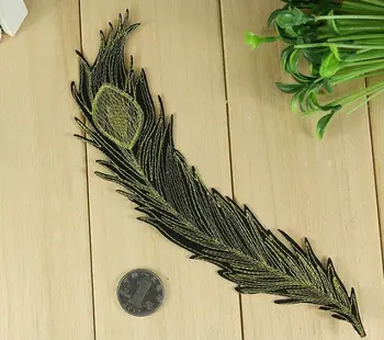 

8.7" Peacock Feather Cloth Embroidered Iron on patches Punk Style 22cm*6cm