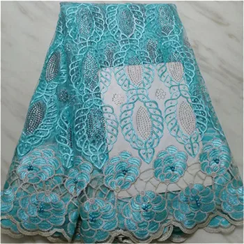 

green Net French Lace beads Material High Quality French Net African Lace Fabric With Stones Nigerian Wedding African Lace
