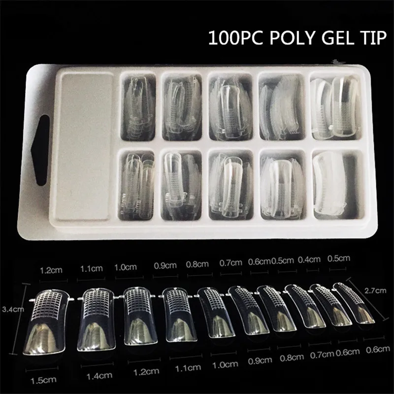 

100PCS/ Box Professional Fake Nails False French Full Cover Acrylic Nails Mold With Scale Tools False Nail Art Tips Model