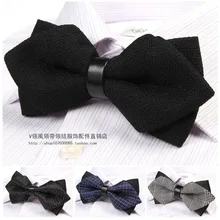 Английский благородный галстук-бабочка для мужчин Алмазный закрытый угол двухслойный сплошной цвет мужской галстук-бабочка популярные свадебные галстуки-бабочки жених