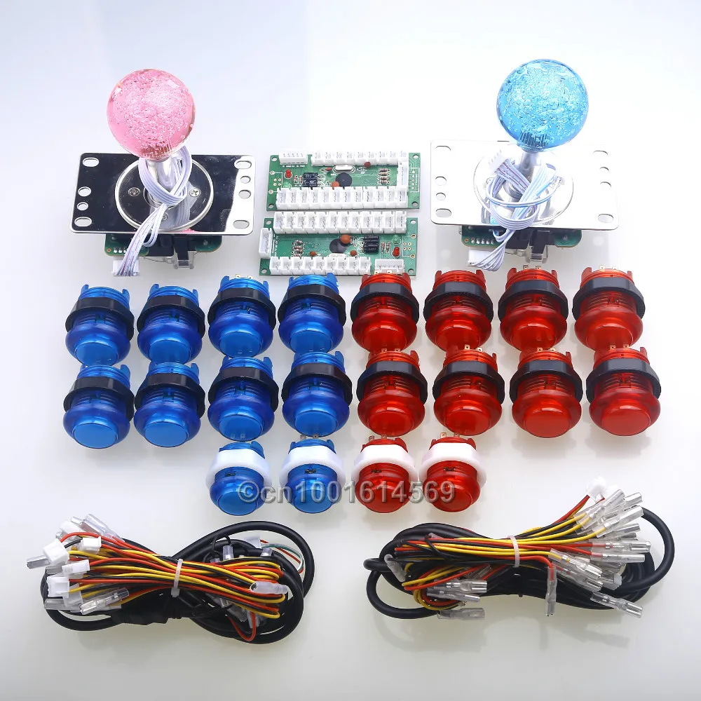 New Arcade DIY Kits 2 x LED 4/8 Way Joysticks & 20 x LED Lit Illuminated Push Buttons & 2 Player USB Encoders For Windows System
