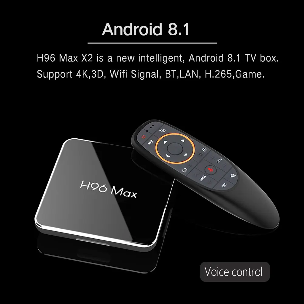 Новые S905X2 H96 Max 4 г 64 Android 8,1 голос Управление ТВ коробка Smart Media Player