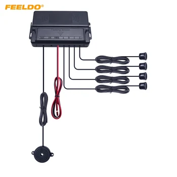 

FEELDO 1Set Car 4 Sensors Auto Parking Sensor Reverse Backup Beep Alarm Radar Speaker Parking Sensor