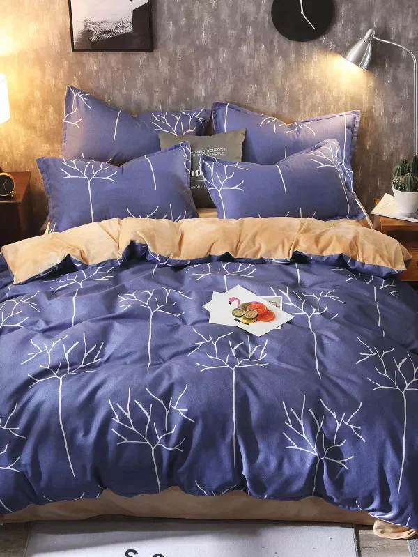 

Modern Plant Bedding Set Branch Printed Duvet Cover set Bed Cover Pillowcase