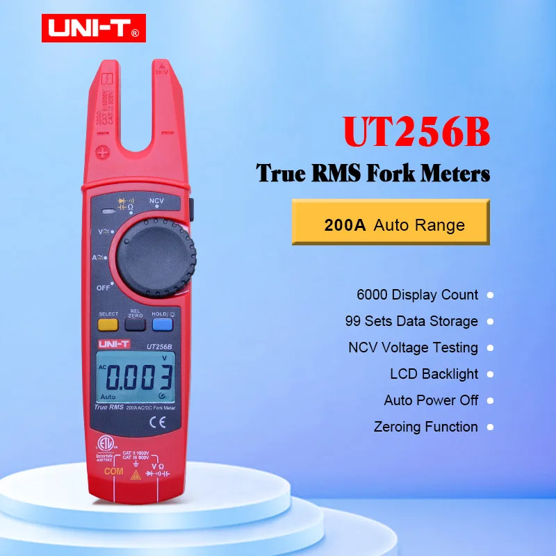 UNI T цифровой тип вилки клещи UT256B True RMS автоматический мультиметр 200A AC DC