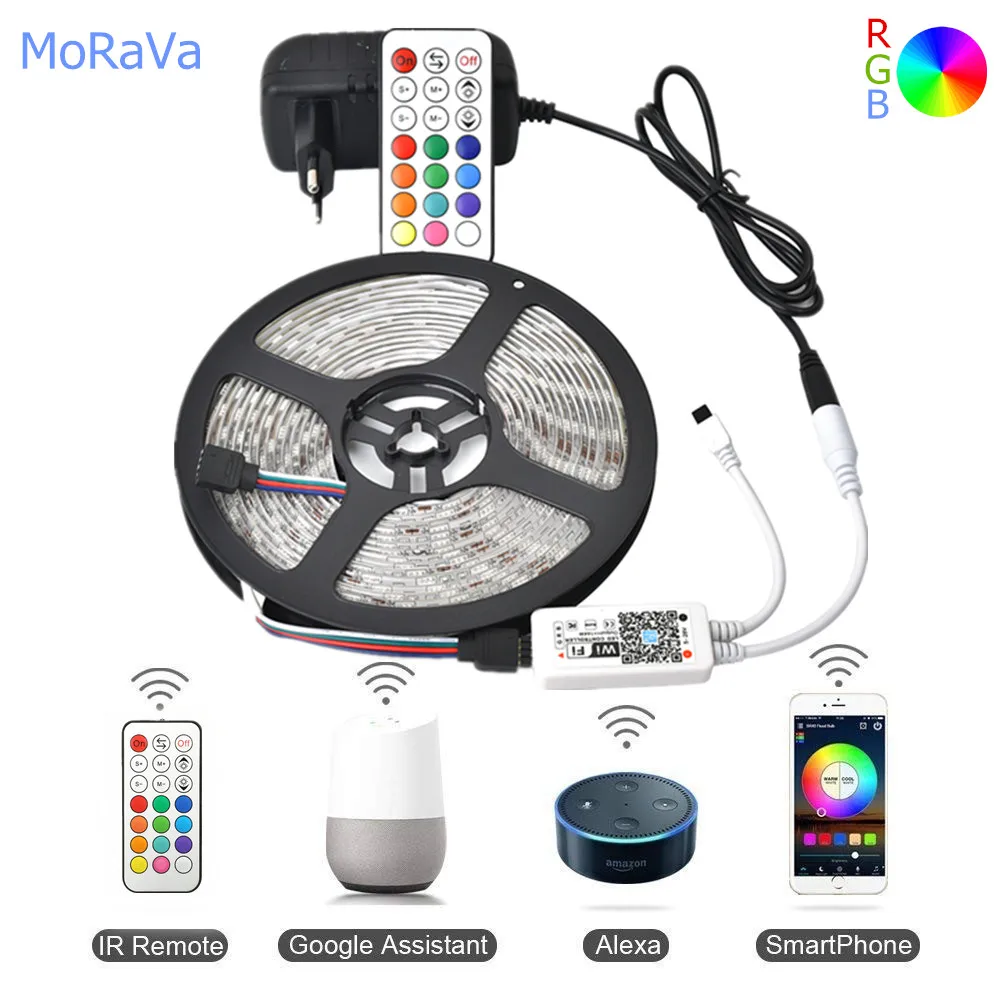 1 м 5 10 умная WiFi Беспроводная Светодиодная лента работает с Amazon Alexa Google Home IFFFT 12V 5050