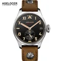 AGELOCER Mens Mechanical Watch Individual Seconds Hand Aviator Military Watches Army Leather Waterproof Male Relogio Masculino