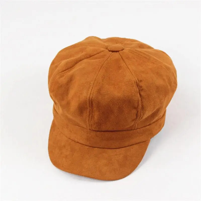 Зимние теплые одноцветные Восьмиугольные шляпы для женщин и девушек береты художника шапка бини шапка 01