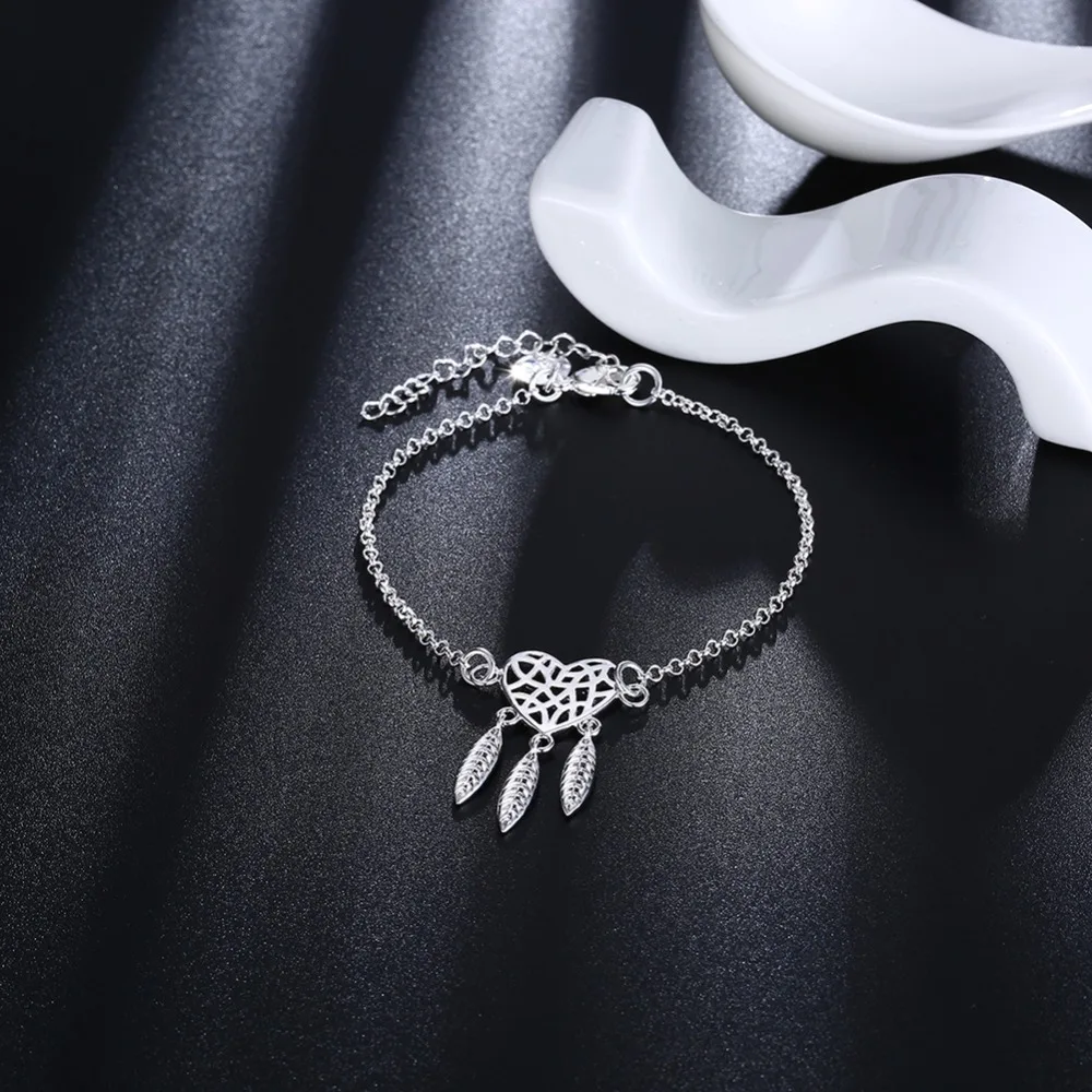 

925 Silver (male) female baby mother bracelet fashion hollow hollow hanging leaf bracelet jewelry wholesale H620